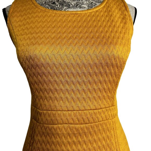 Anthropologie Tabitha Mustard Midi WomenDress Chevron Pattern Sleeveless Sz 4 EU - Picture 9 of 10